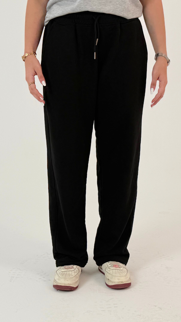 BLACK WIDE LEG BASIC PANTS