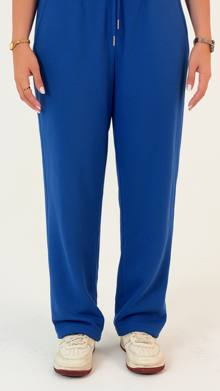 BLUE WIDE LEG BASIC PANTS
