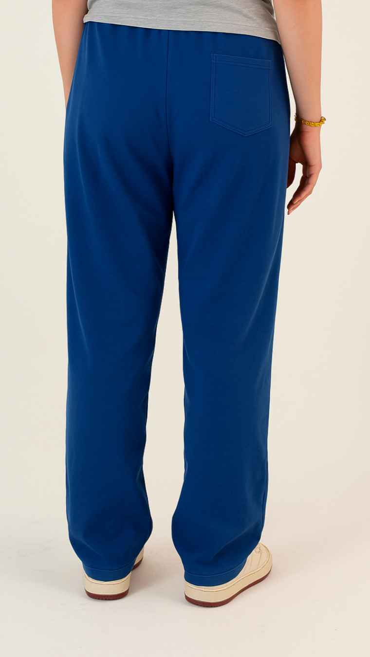 BLUE WIDE LEG BASIC PANTS