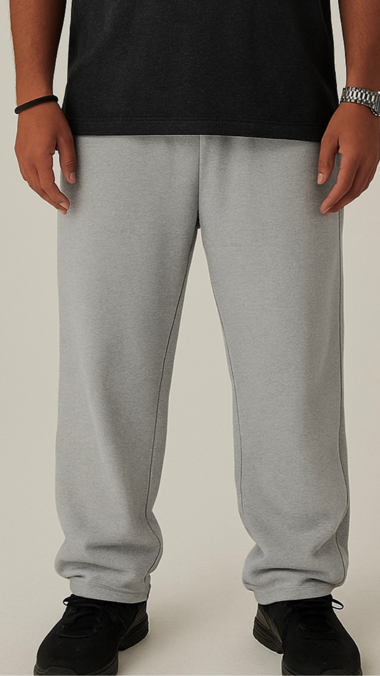 LIGHT GREY WIDE LEG BASIC PANTS