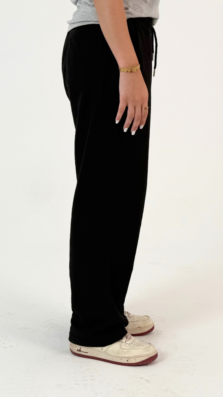 BLACK WIDE LEG BASIC PANTS