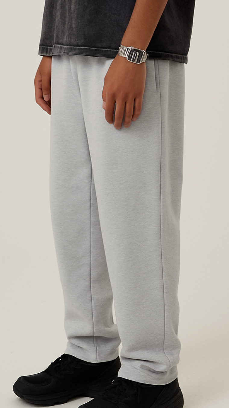 LIGHT GREY WIDE LEG BASIC PANTS