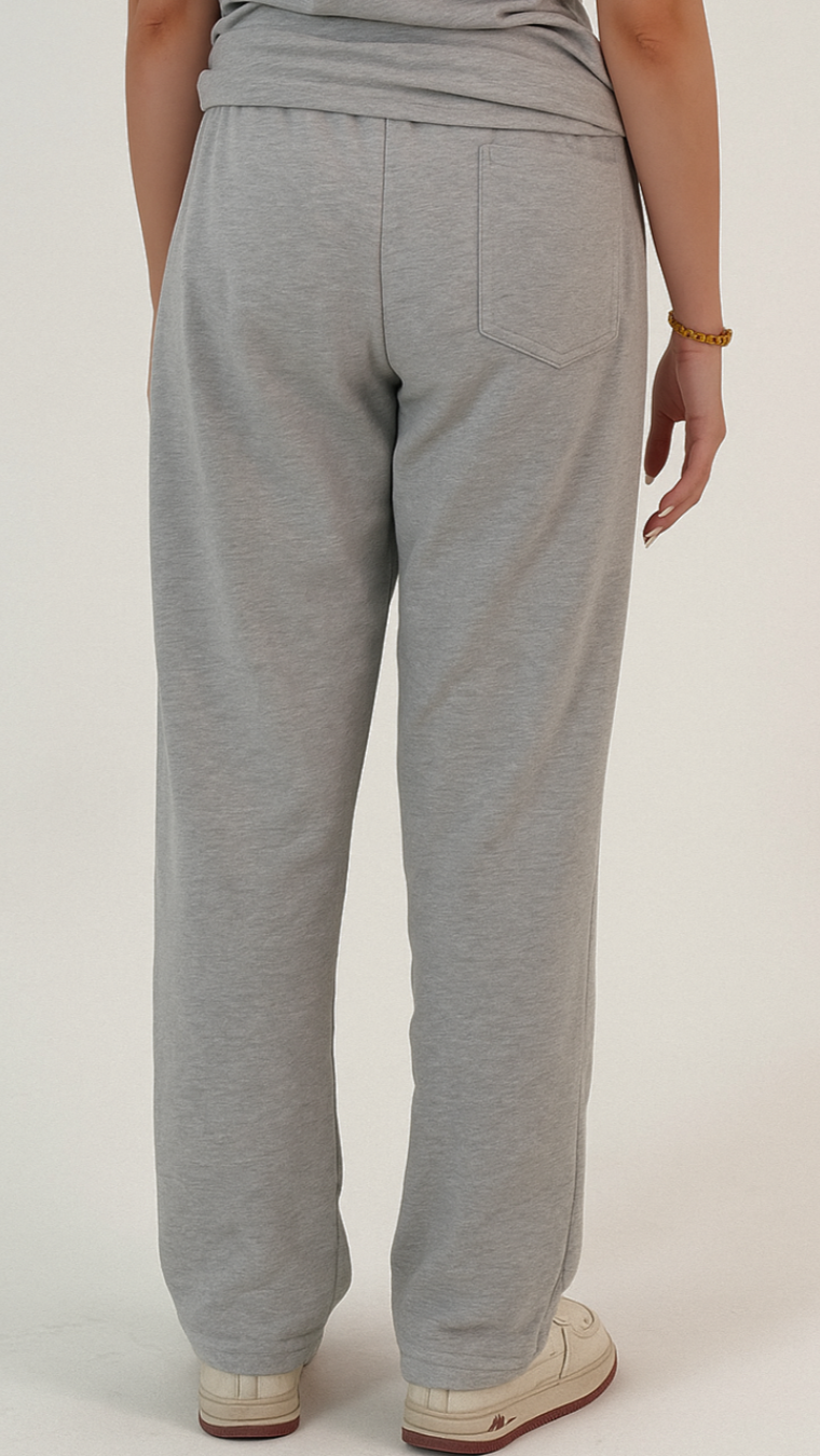 SILVER WIDE LEG BASIC PANTS