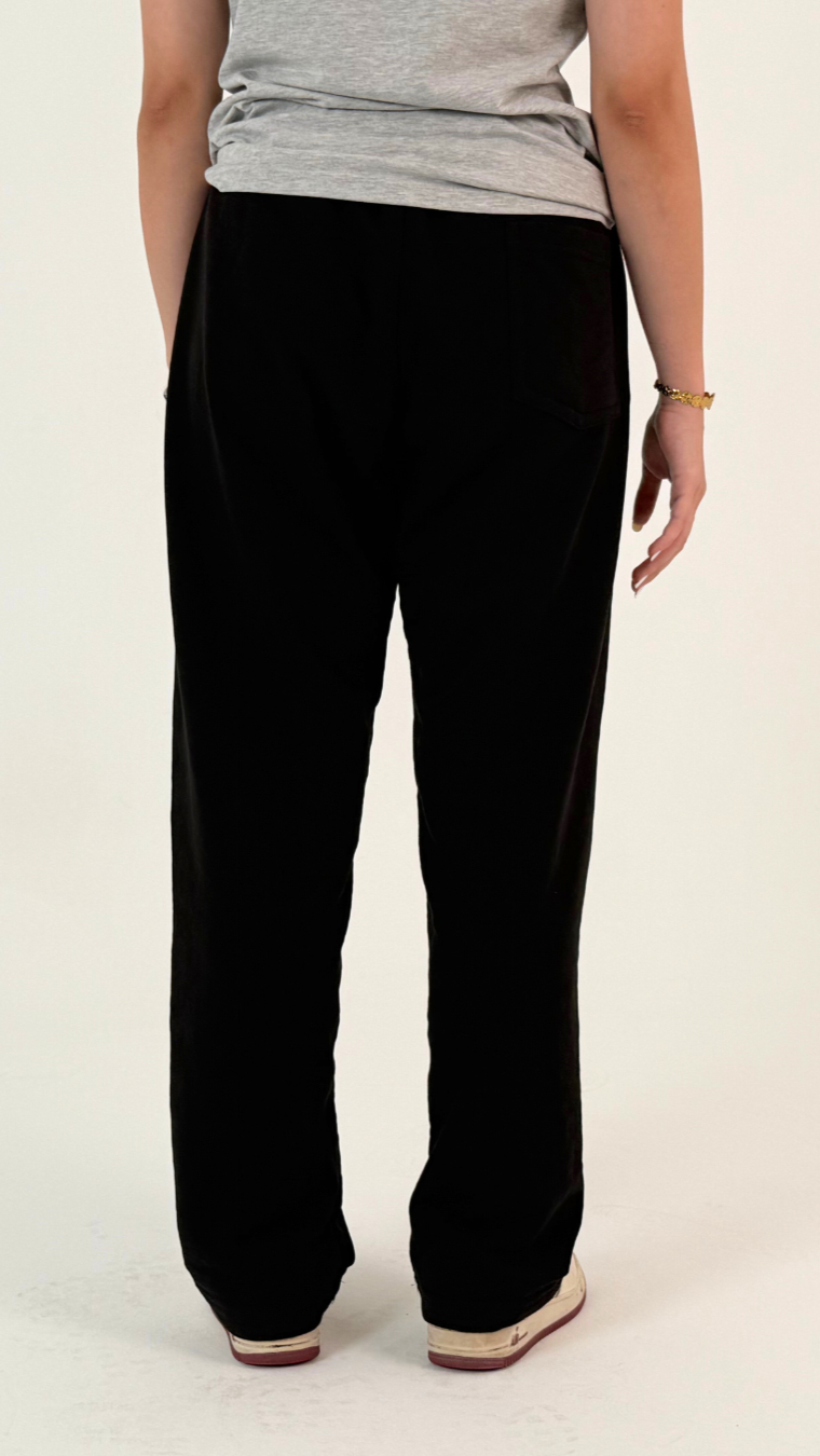 BLACK WIDE LEG BASIC PANTS