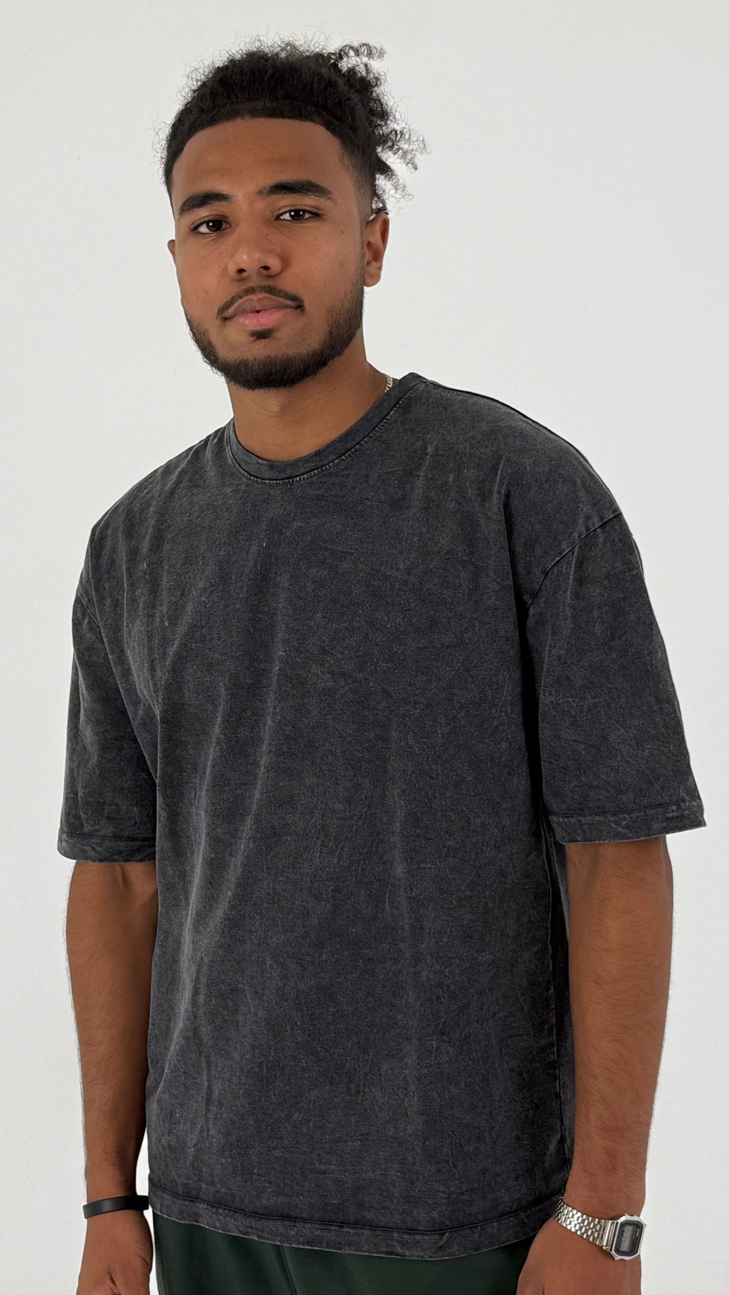 UNISEX OVERSIZED DARK GREY WASHED T-SHIRT