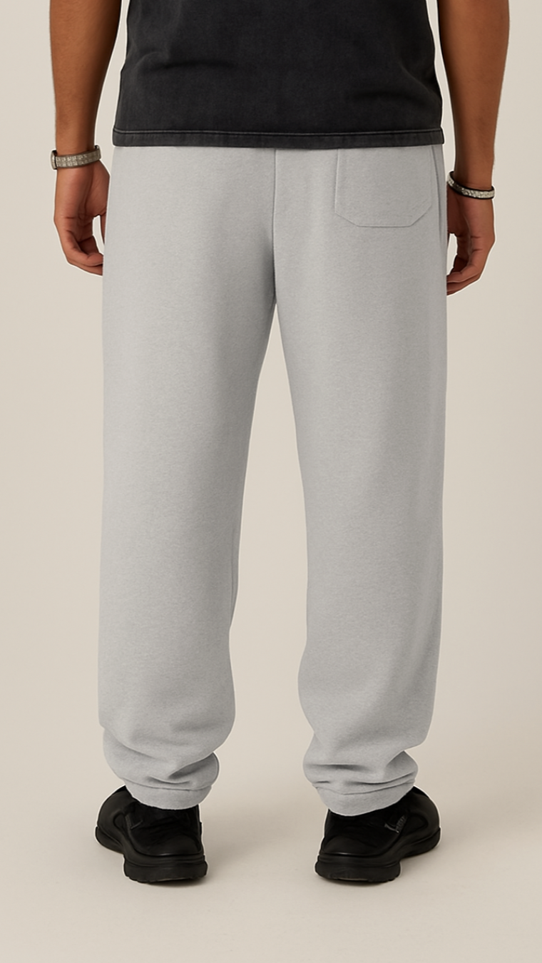 LIGHT GREY WIDE LEG BASIC PANTS
