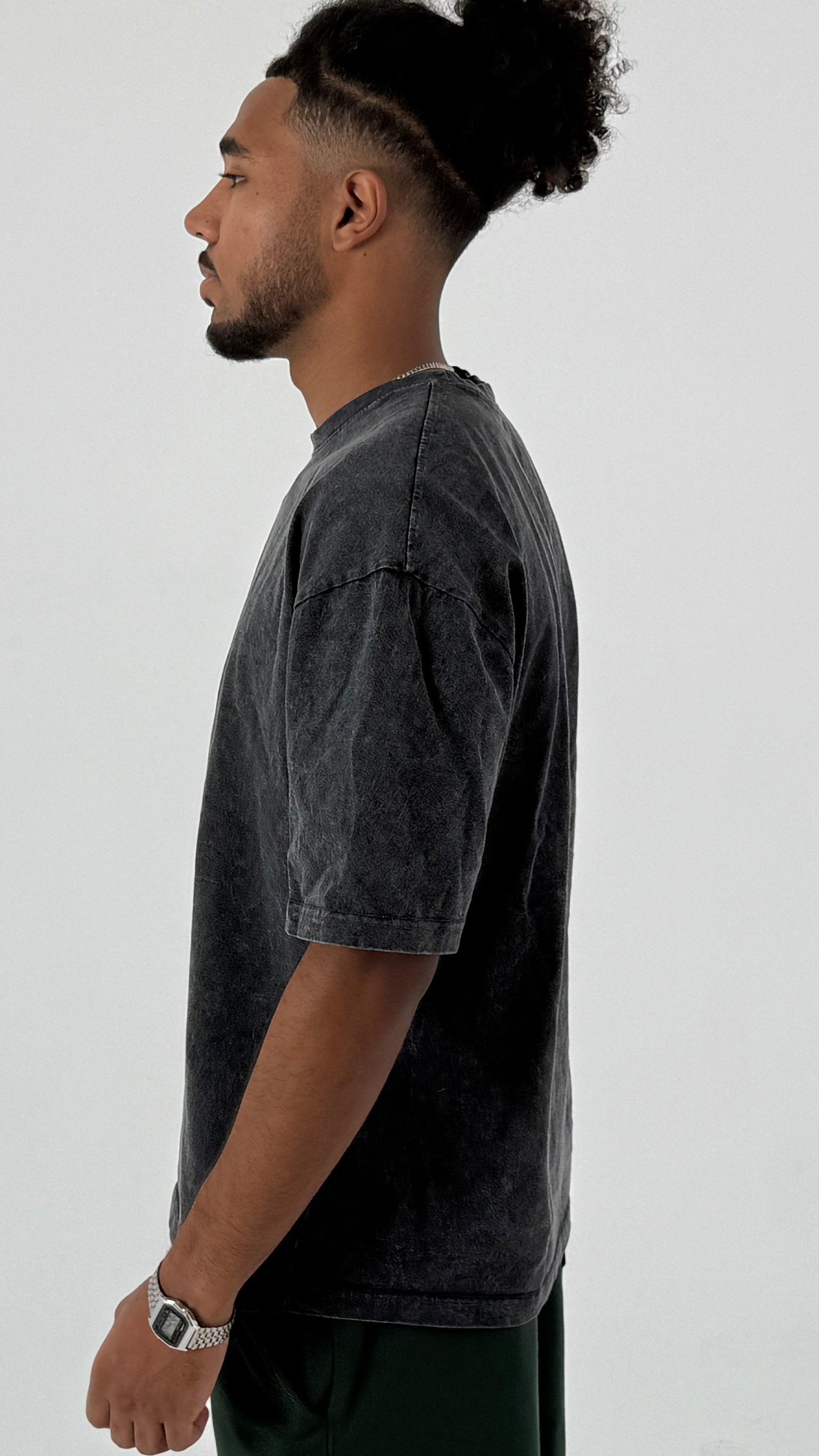 UNISEX OVERSIZED DARK GREY WASHED T-SHIRT