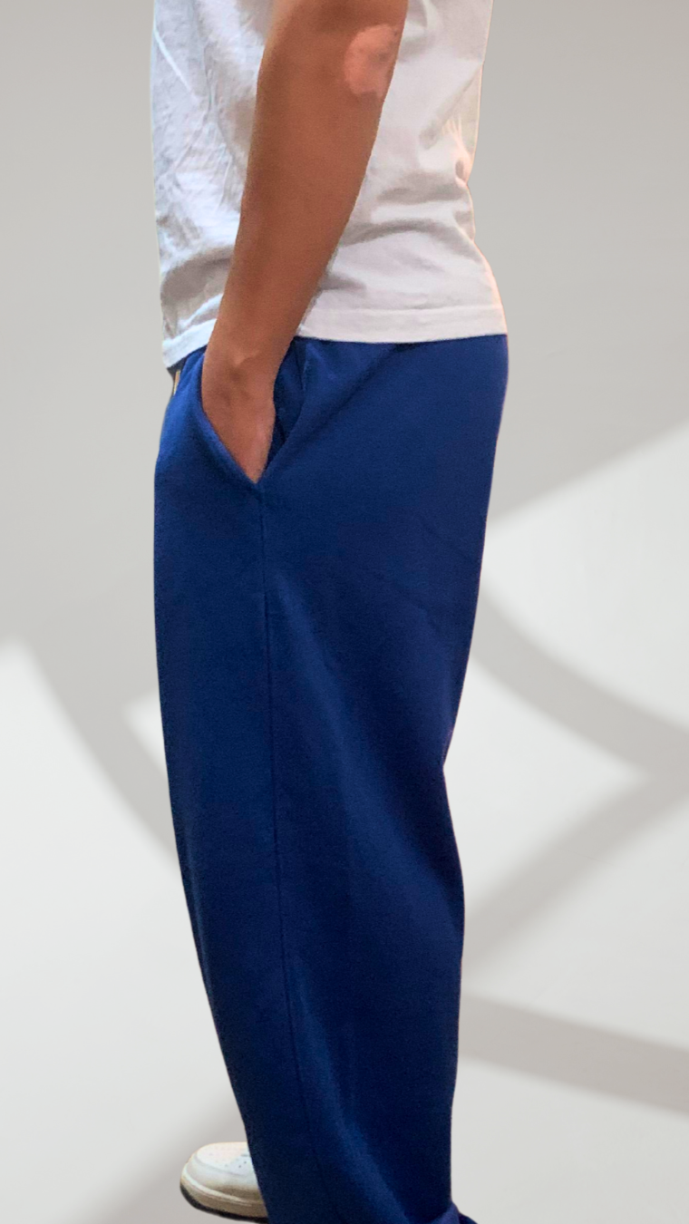 BLUE WIDE LEG BASIC PANTS